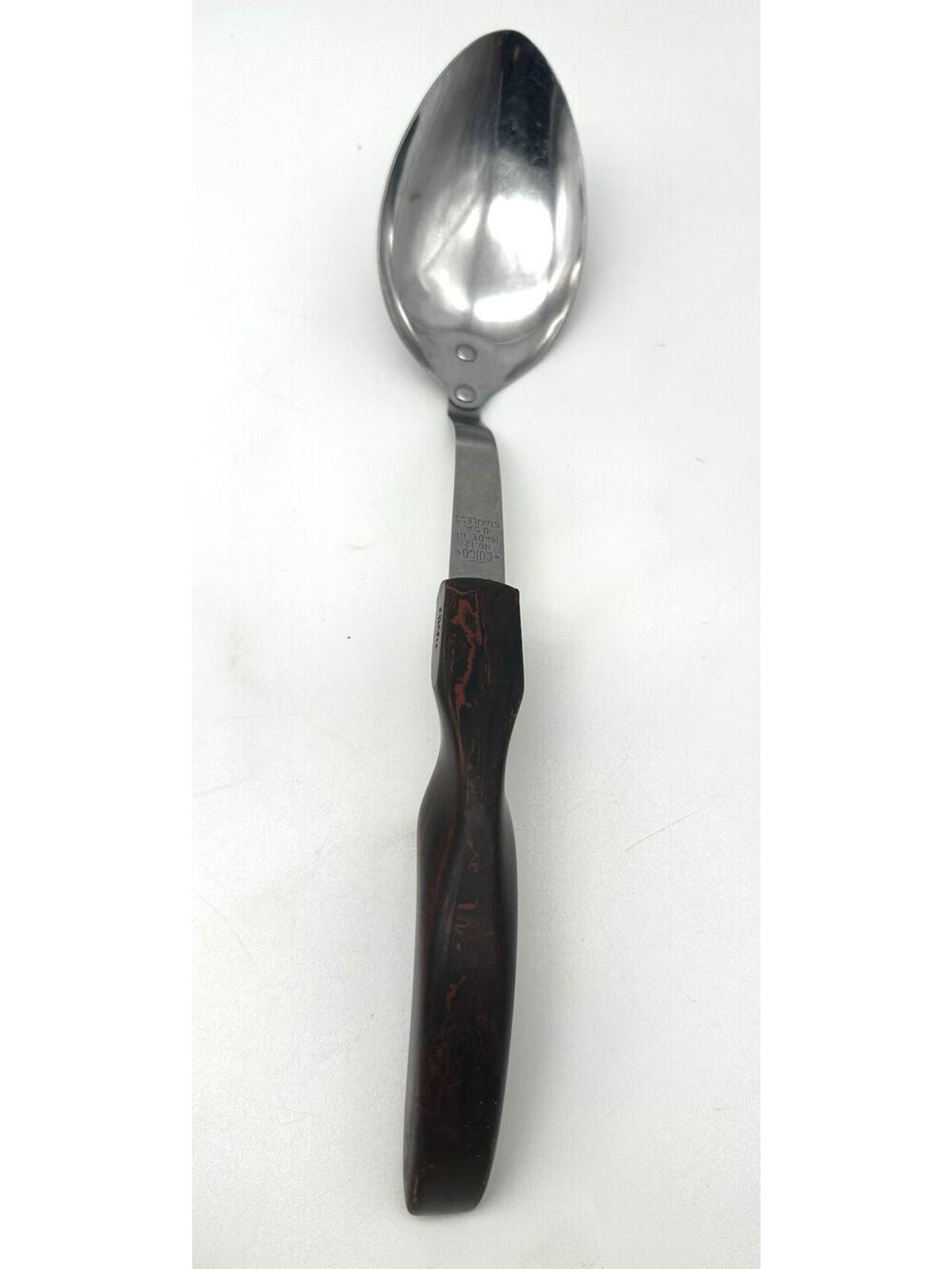 Vintage Cutco No. 12 Serving Spoon Brown Marble Swirl Handle Stainless Steel USA